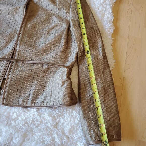 Linda Allard Ellen Tracy Silk Blazer Women's Size 8 Brown Gold Office Formal - Picture 6 of 9